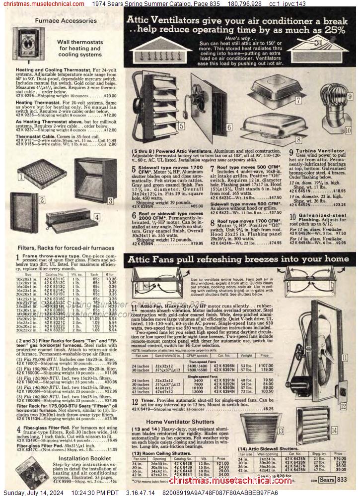 1974 Sears Spring Summer Catalog, Page 835