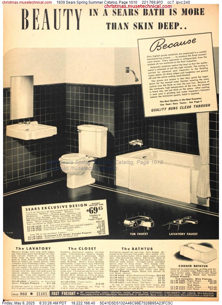 1939 Sears Spring Summer Catalog, Page 1010