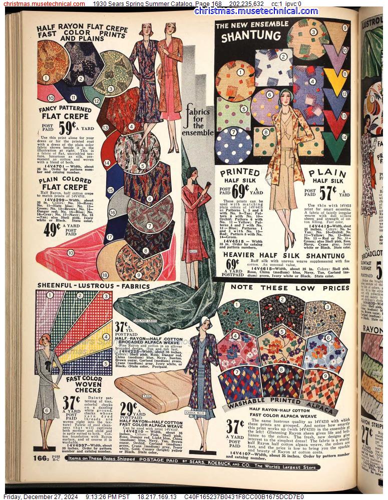 1930 Sears Spring Summer Catalog, Page 168