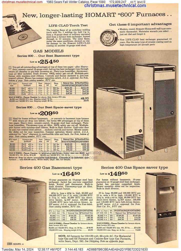 1960 Sears Fall Winter Catalog, Page 1080