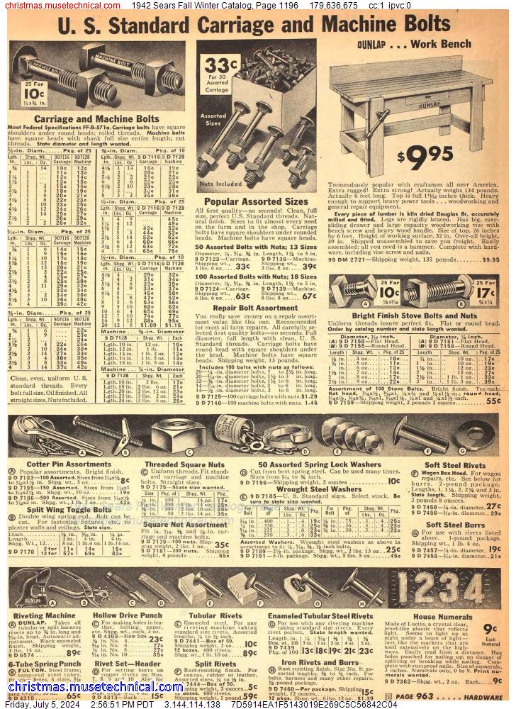 1942 Sears Fall Winter Catalog, Page 1196