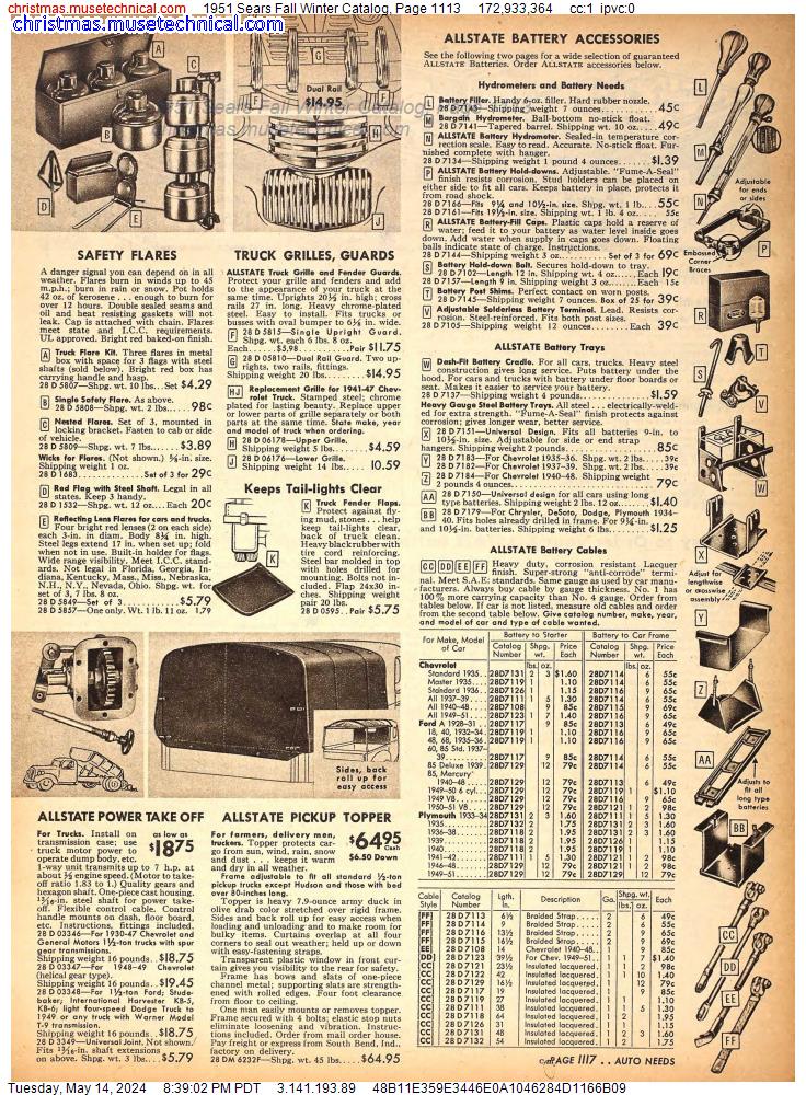1951 Sears Fall Winter Catalog, Page 1113