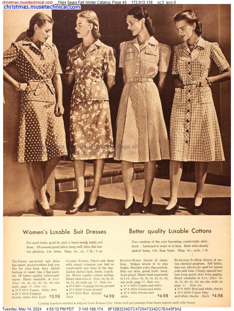 1944 Sears Fall Winter Catalog, Page 40