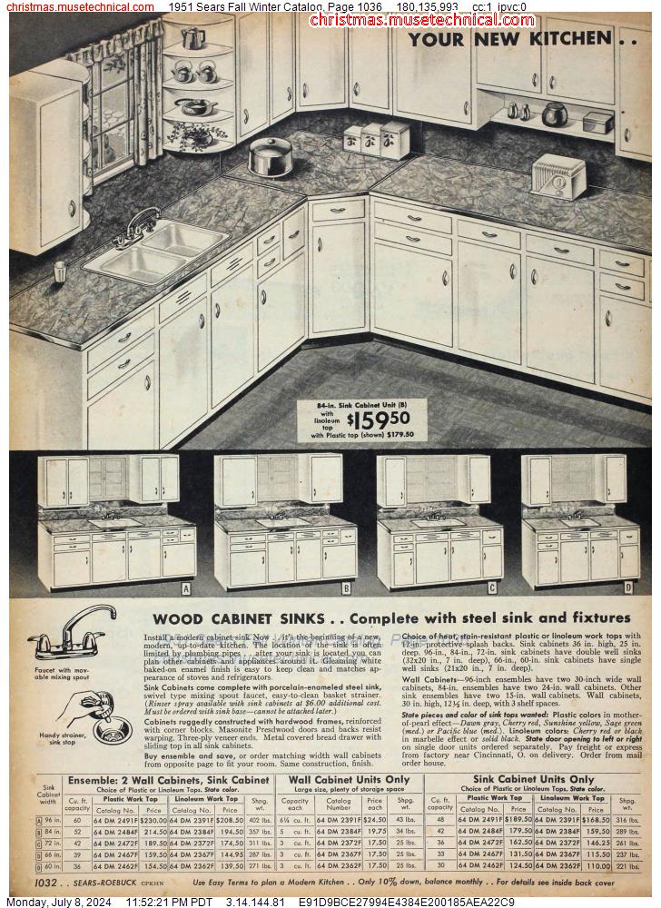 1951 Sears Fall Winter Catalog, Page 1036