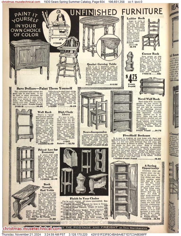 1930 Sears Spring Summer Catalog, Page 604