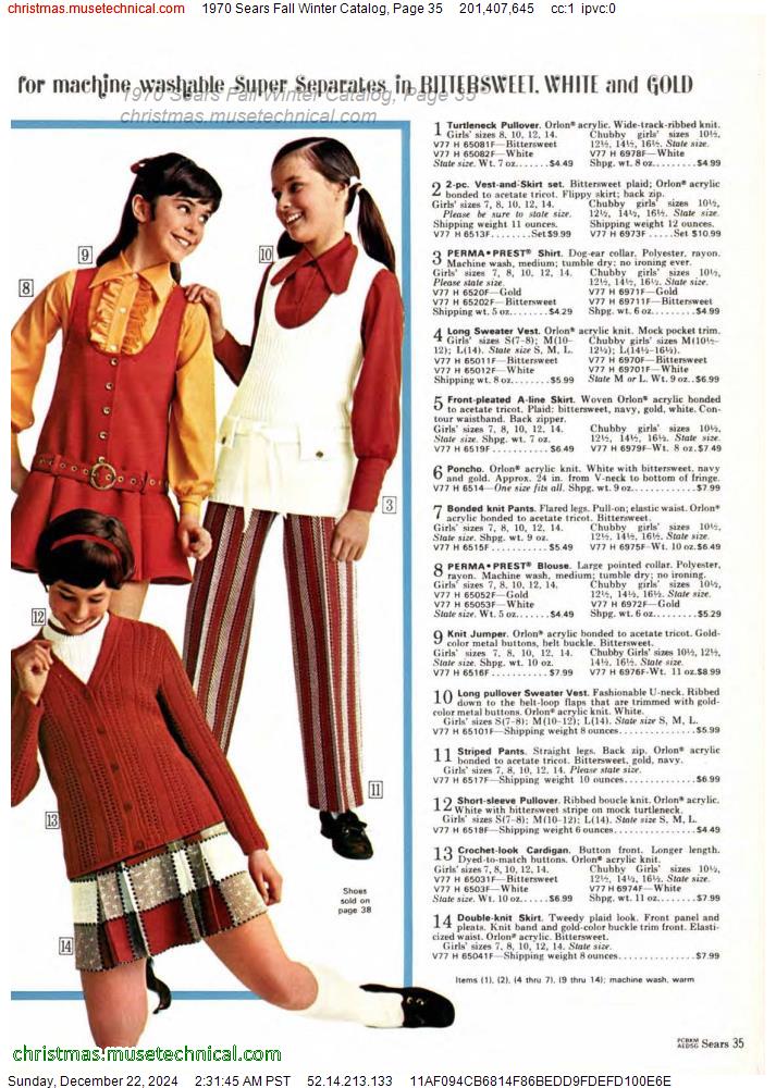 1970 Sears Fall Winter Catalog, Page 35