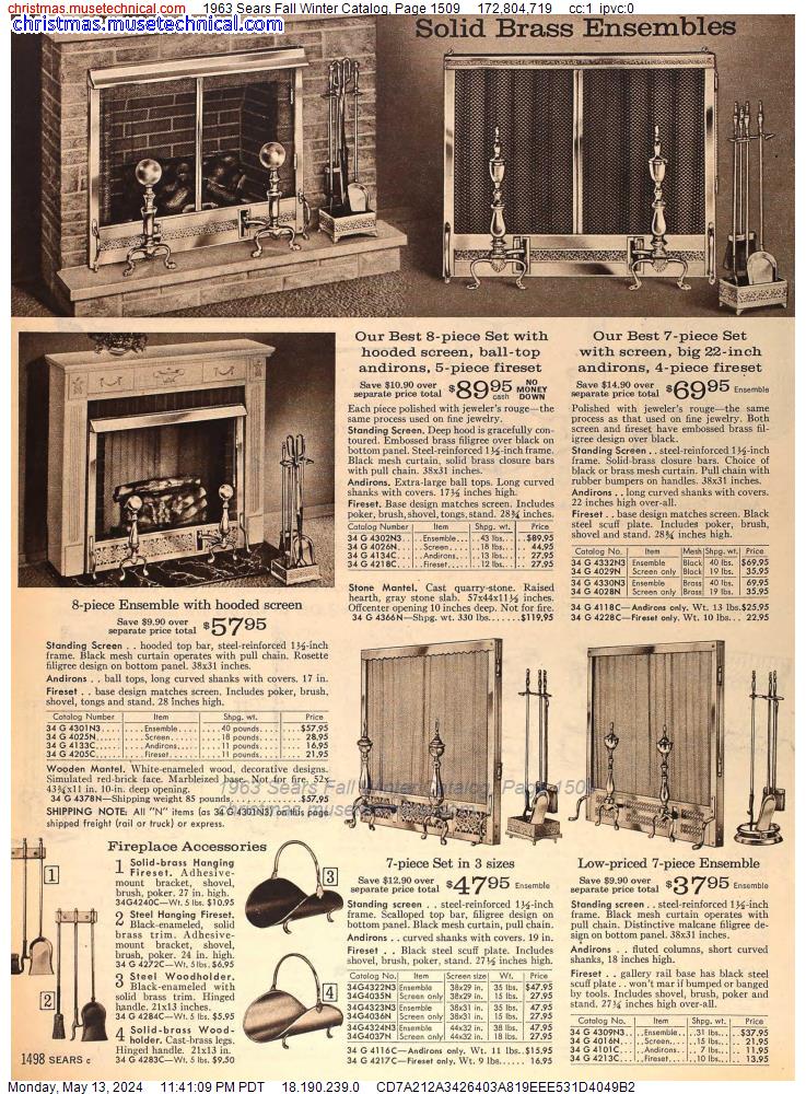 1963 Sears Fall Winter Catalog, Page 1509