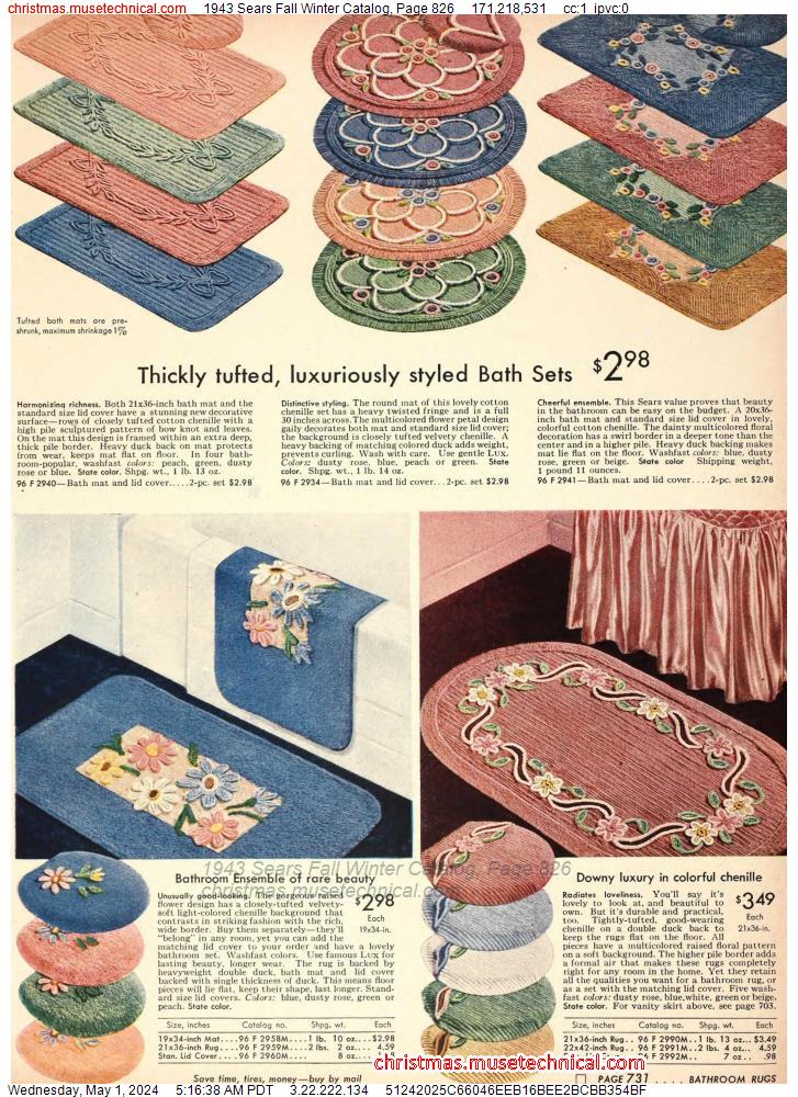 1943 Sears Fall Winter Catalog, Page 826