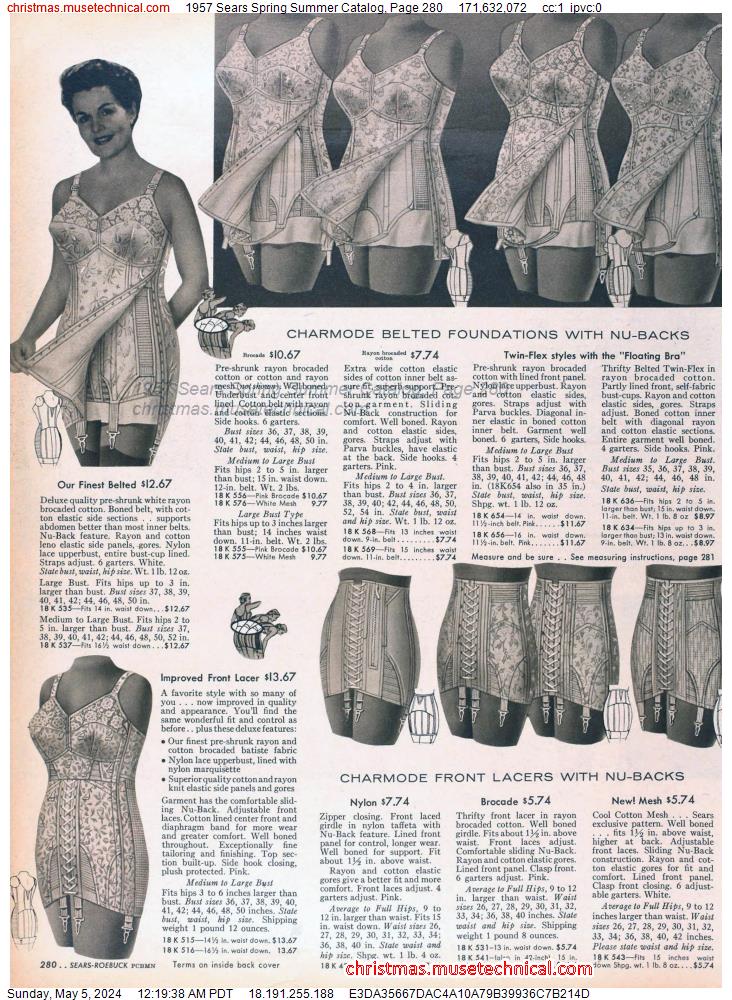 1957 Sears Spring Summer Catalog, Page 280