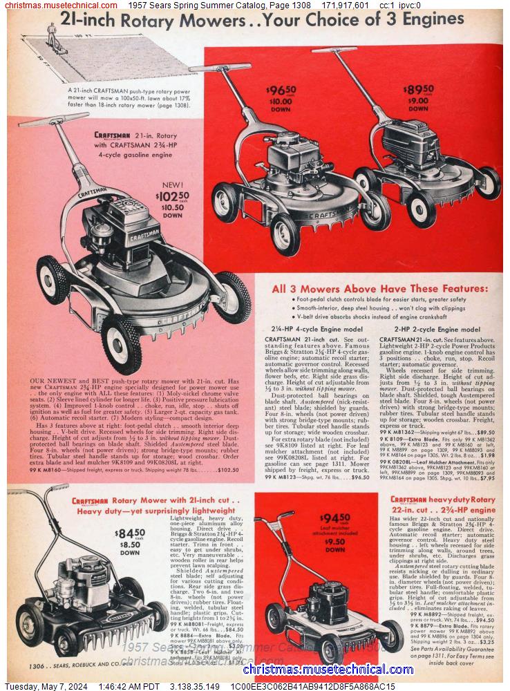 1957 Sears Spring Summer Catalog, Page 1308