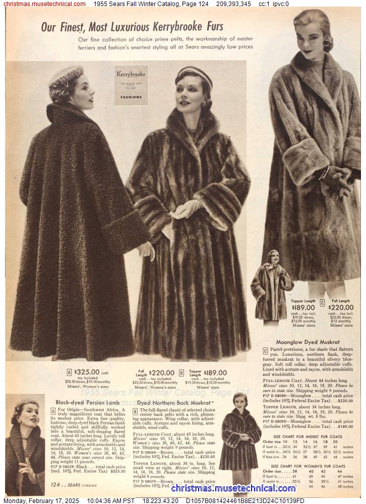 1955 Sears Fall Winter Catalog, Page 124