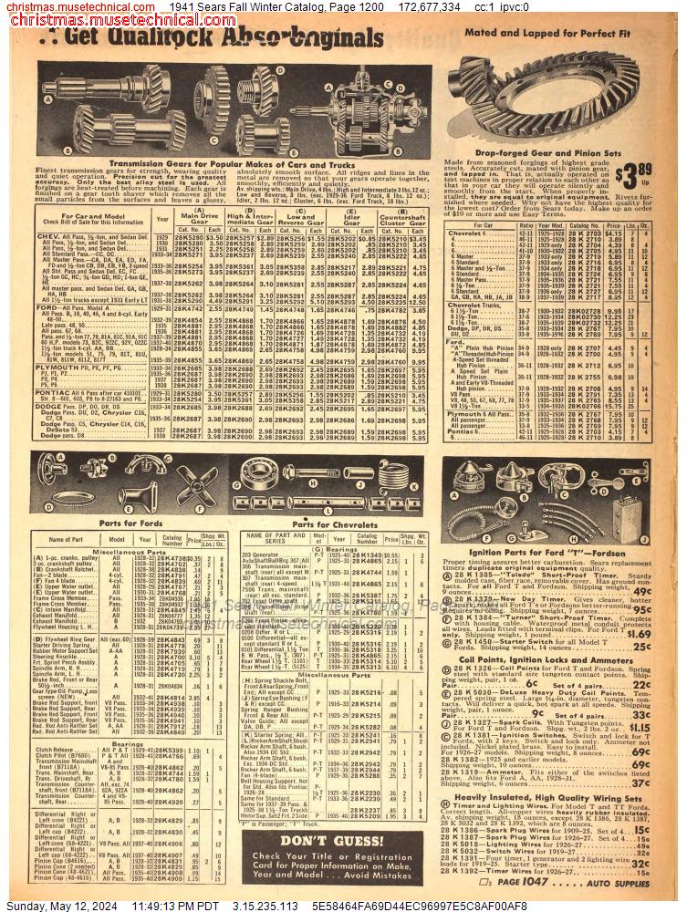 1941 Sears Fall Winter Catalog, Page 1200