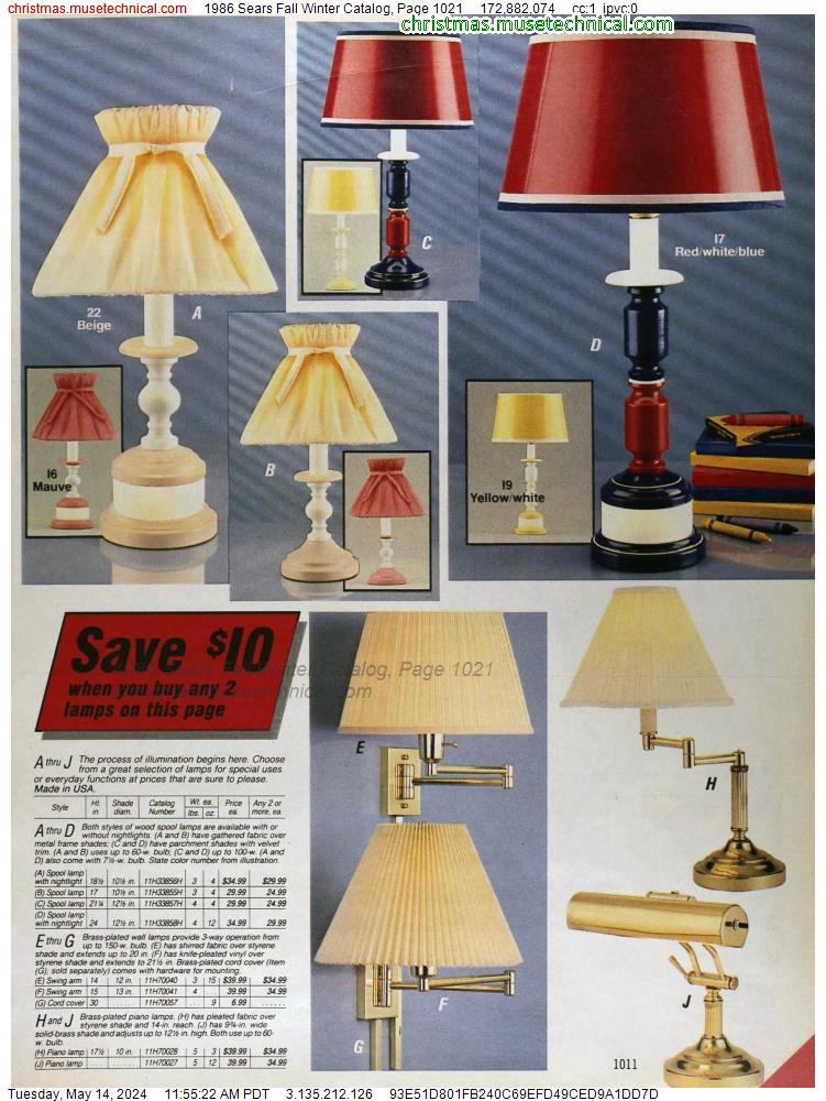 1986 Sears Fall Winter Catalog, Page 1021