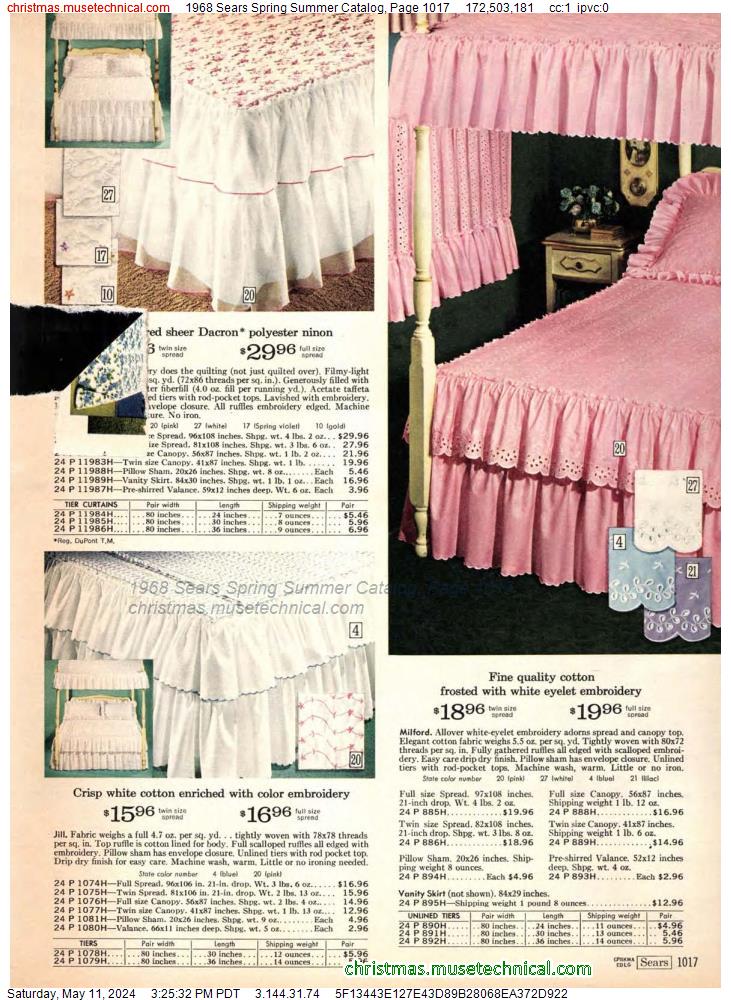 1968 Sears Spring Summer Catalog, Page 1017