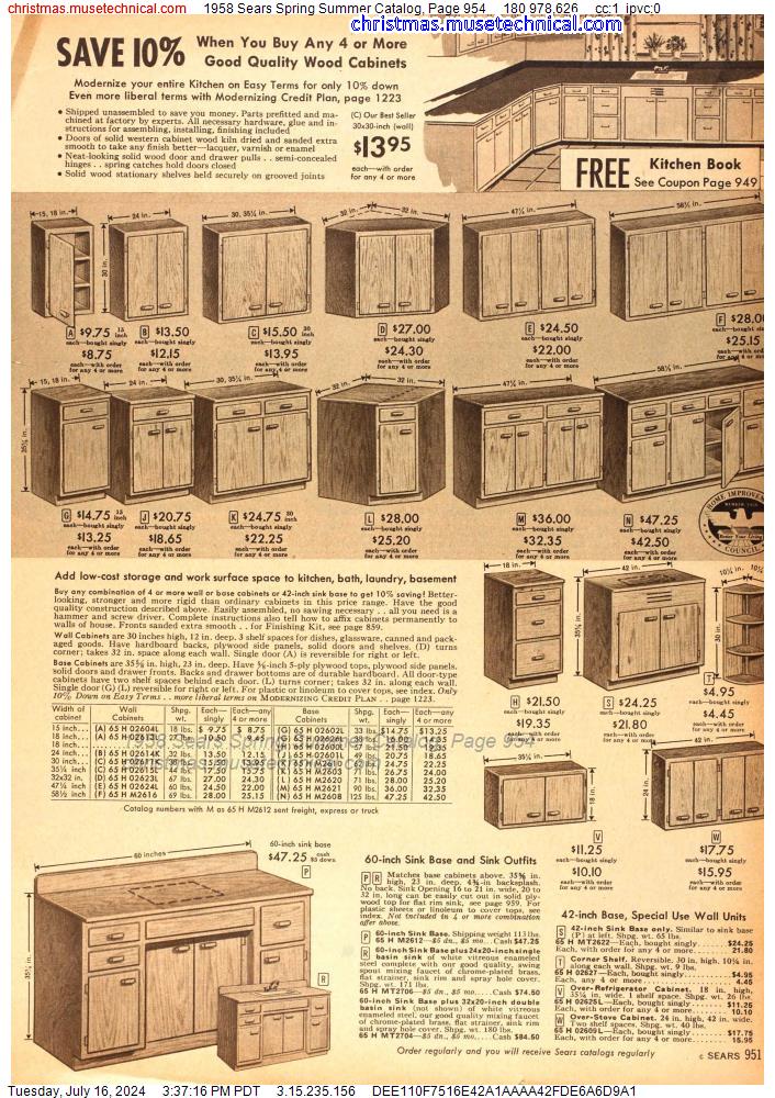 1958 Sears Spring Summer Catalog, Page 954