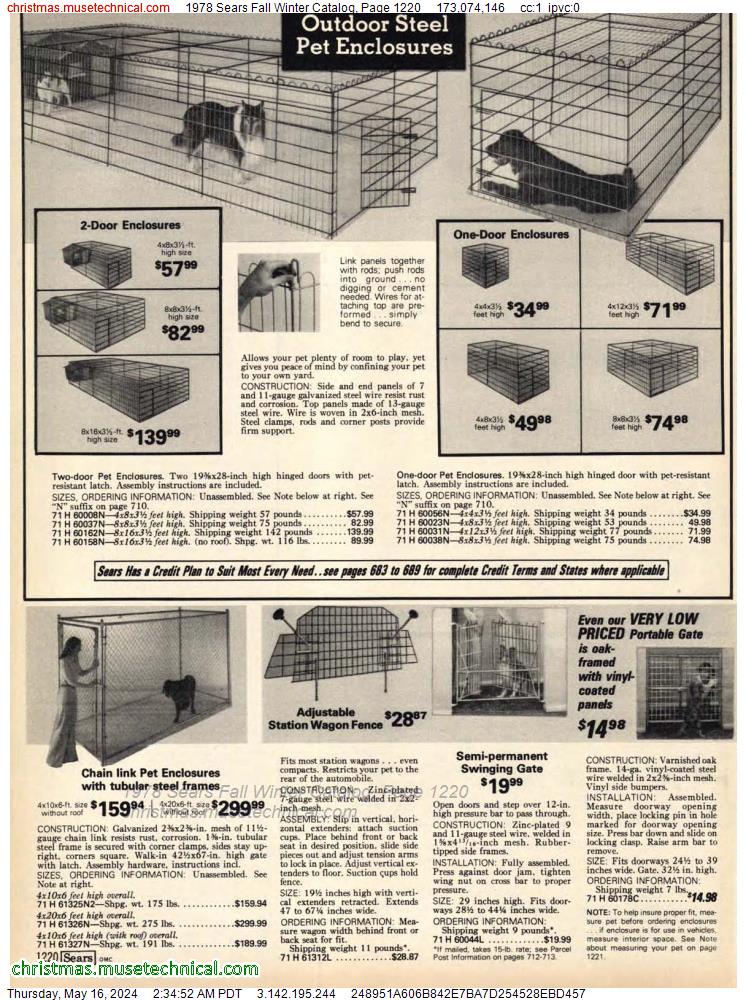 1978 Sears Fall Winter Catalog, Page 1220
