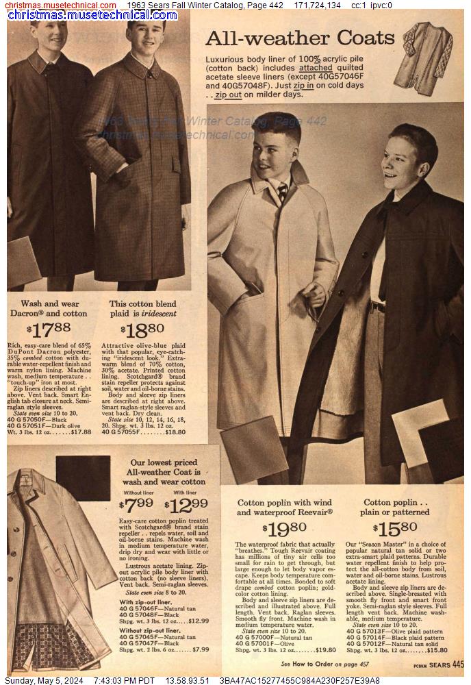1963 Sears Fall Winter Catalog, Page 442