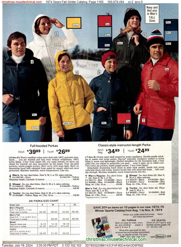 1974 Sears Fall Winter Catalog, Page 1165