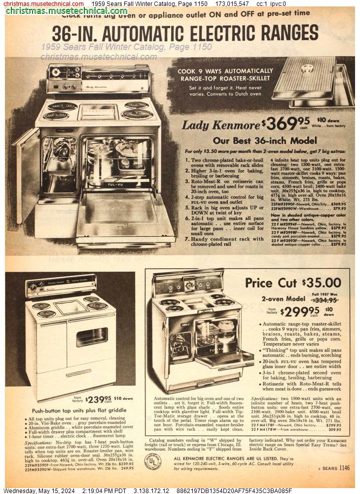 1959 Sears Fall Winter Catalog, Page 1150