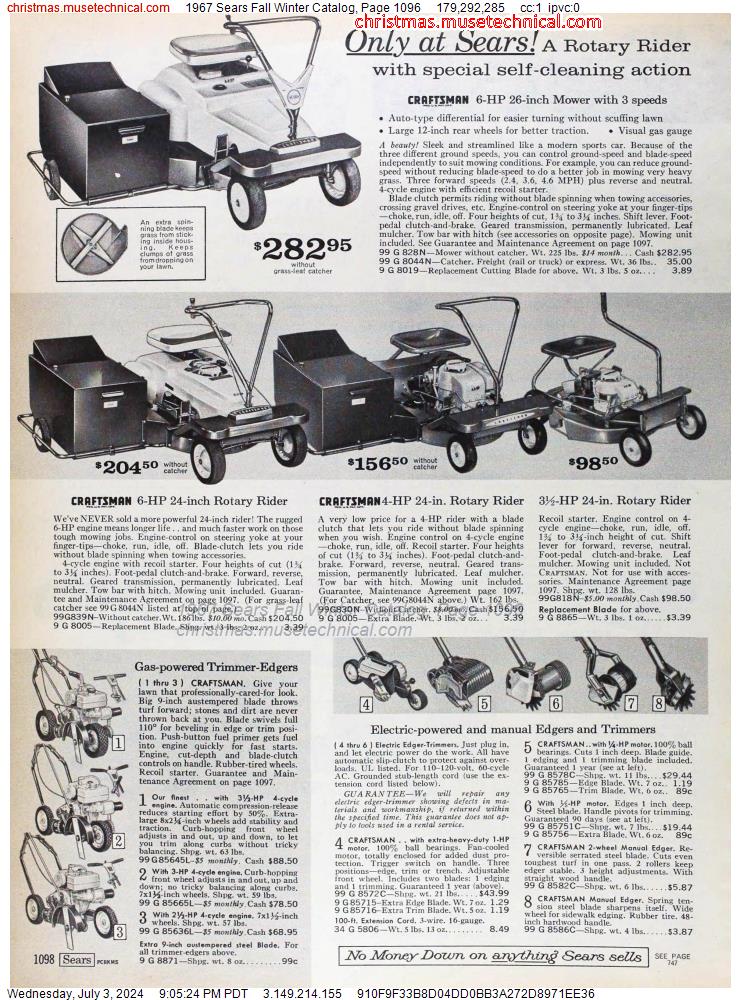 1967 Sears Fall Winter Catalog, Page 1096