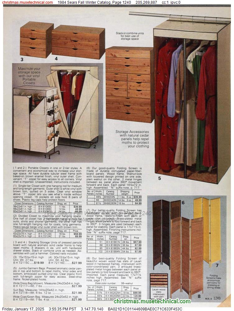 1984 Sears Fall Winter Catalog, Page 1240