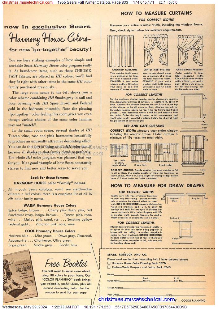 1955 Sears Fall Winter Catalog, Page 833