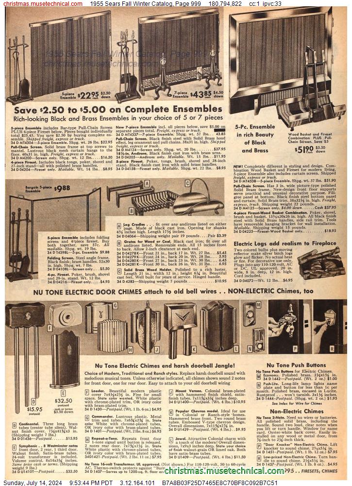 1955 Sears Fall Winter Catalog, Page 999