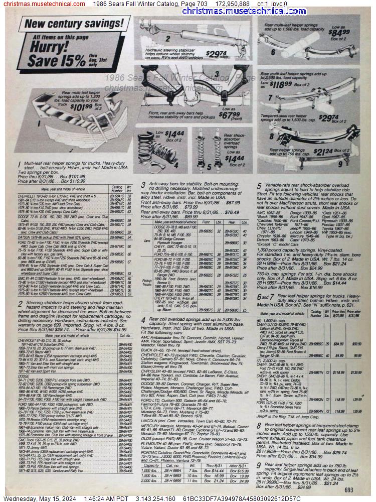 1986 Sears Fall Winter Catalog, Page 703