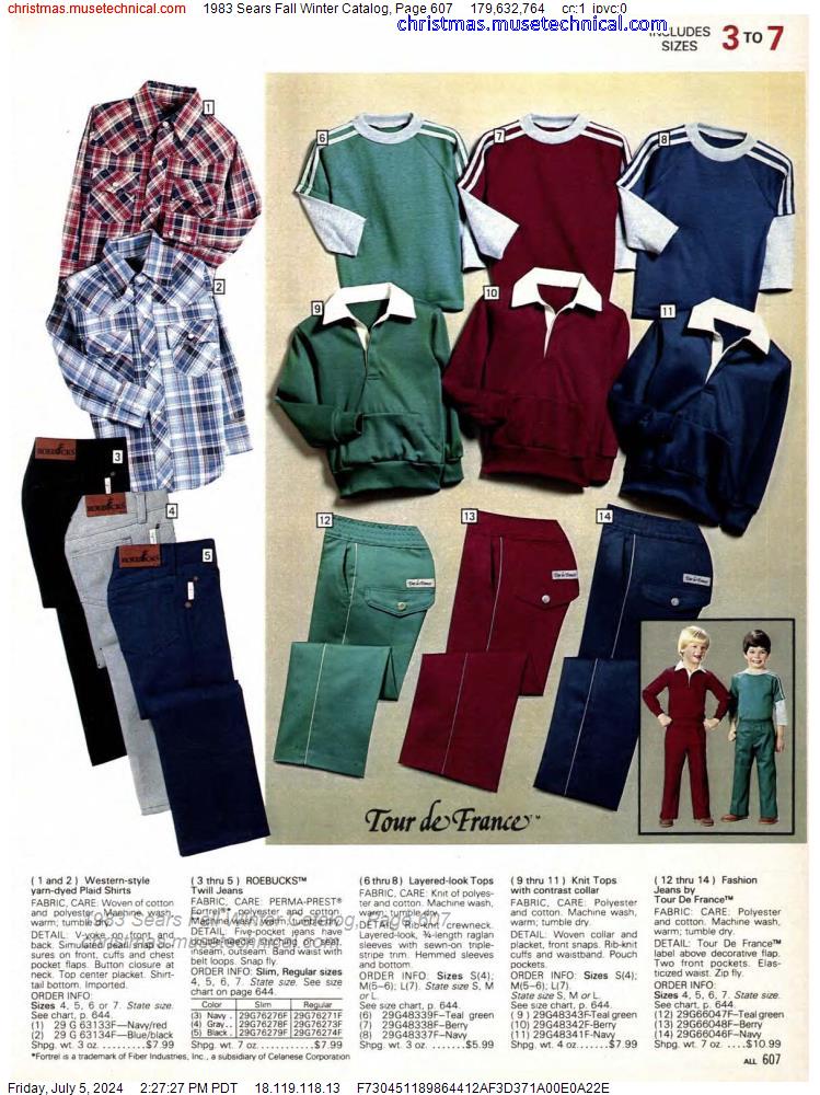 1983 Sears Fall Winter Catalog, Page 607