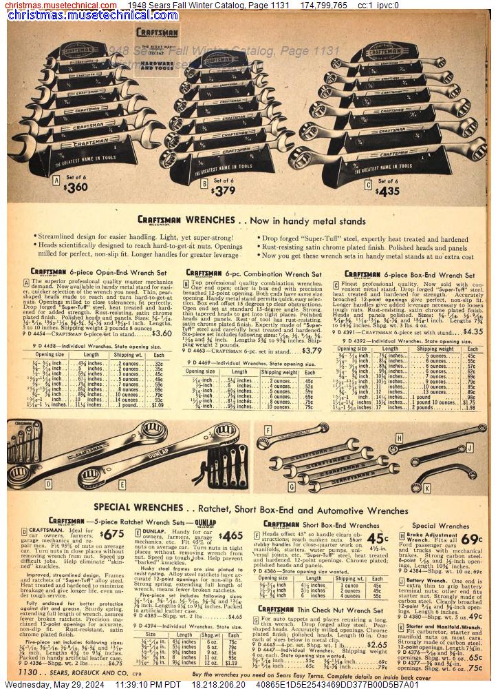 1948 Sears Fall Winter Catalog, Page 1131