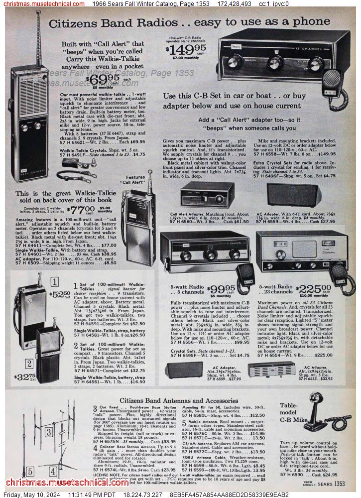 1966 Sears Fall Winter Catalog, Page 1353