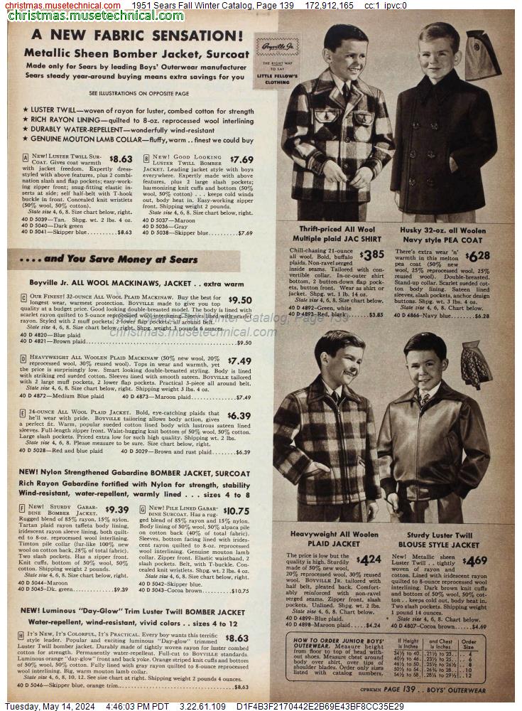 1951 Sears Fall Winter Catalog, Page 139
