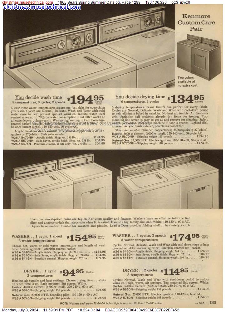 1965 Sears Spring Summer Catalog, Page 1289