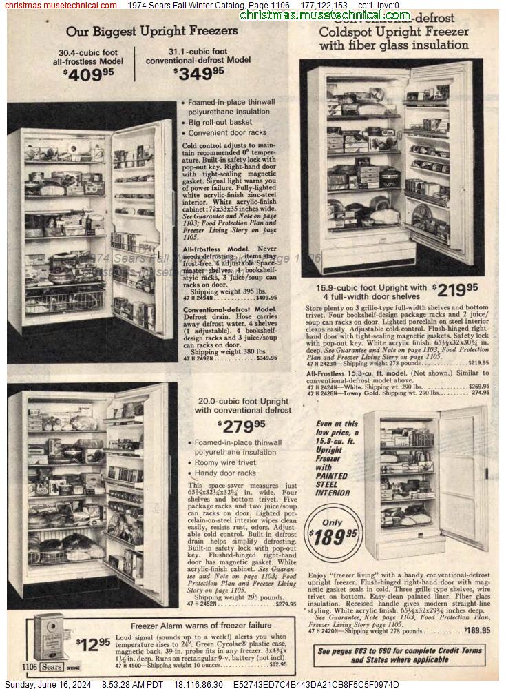 1974 Sears Fall Winter Catalog, Page 1106