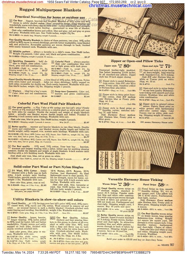1958 Sears Fall Winter Catalog, Page 907