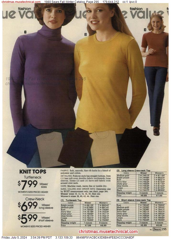 1980 Sears Fall Winter Catalog, Page 295
