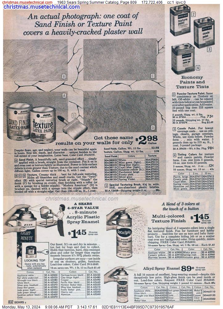 1963 Sears Spring Summer Catalog, Page 809