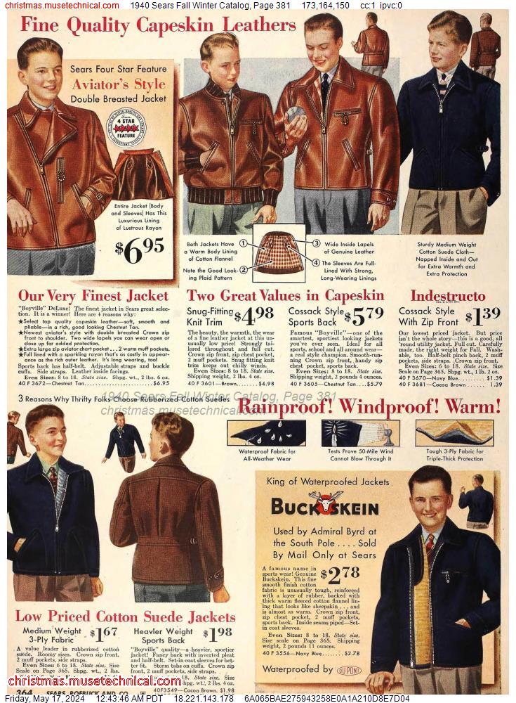 1940 Sears Fall Winter Catalog, Page 381