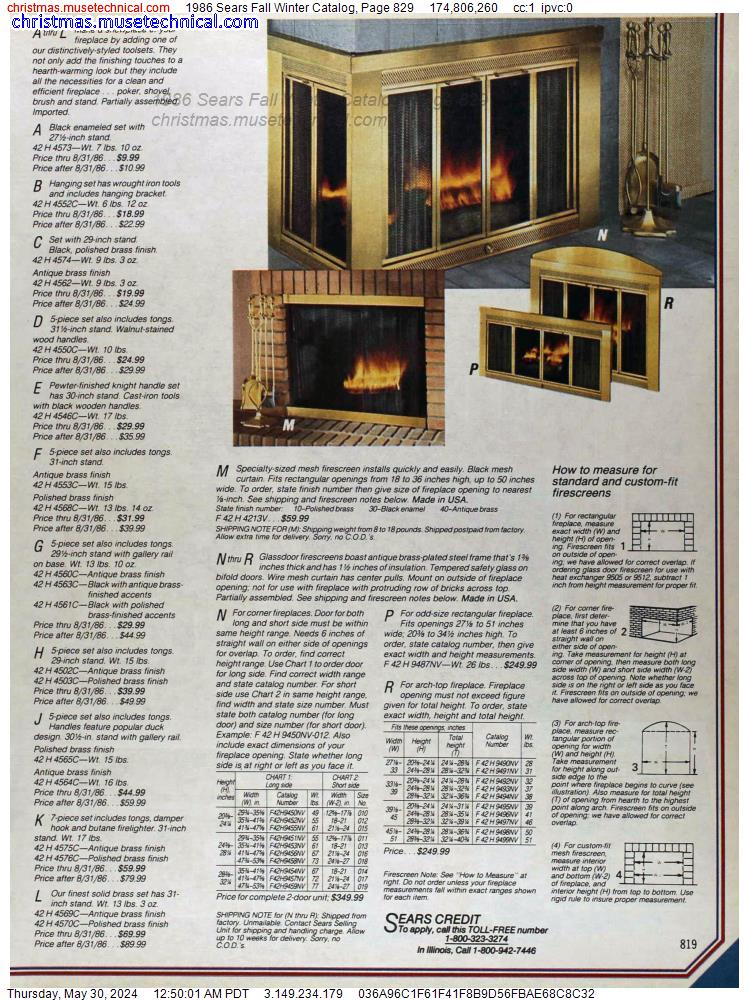 1986 Sears Fall Winter Catalog, Page 829