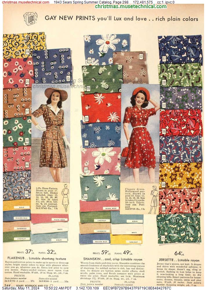 1943 Sears Spring Summer Catalog, Page 298