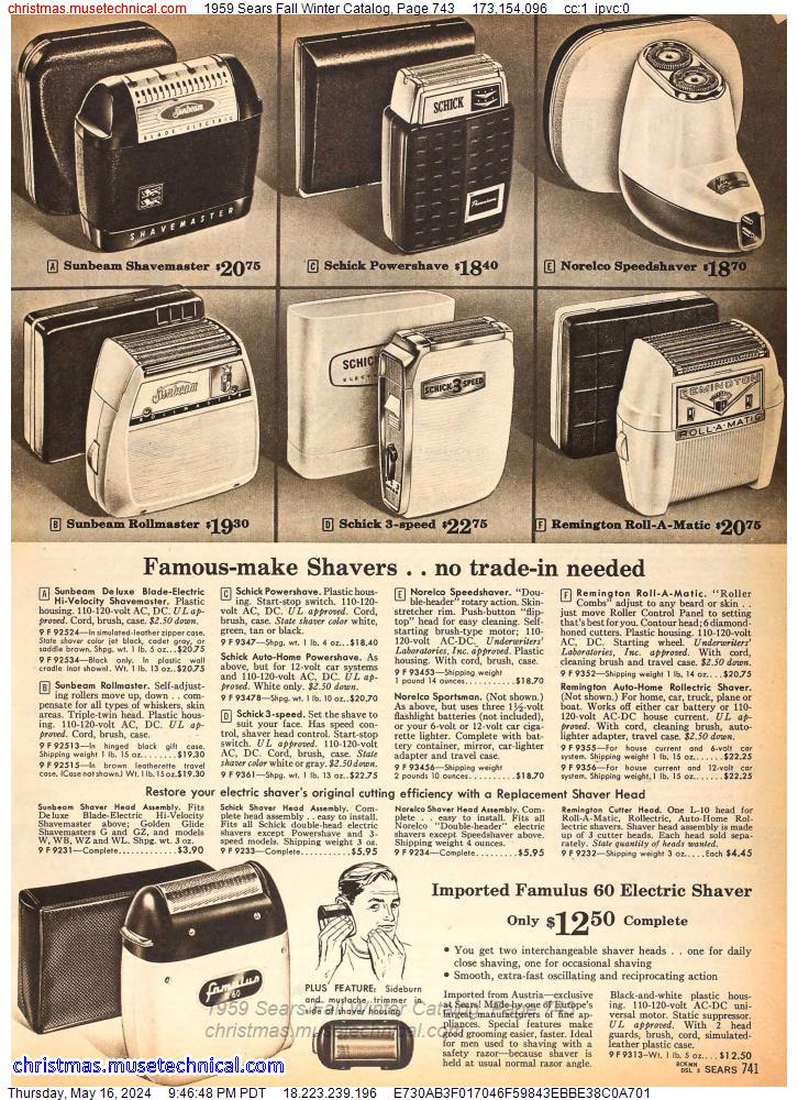 1959 Sears Fall Winter Catalog, Page 743