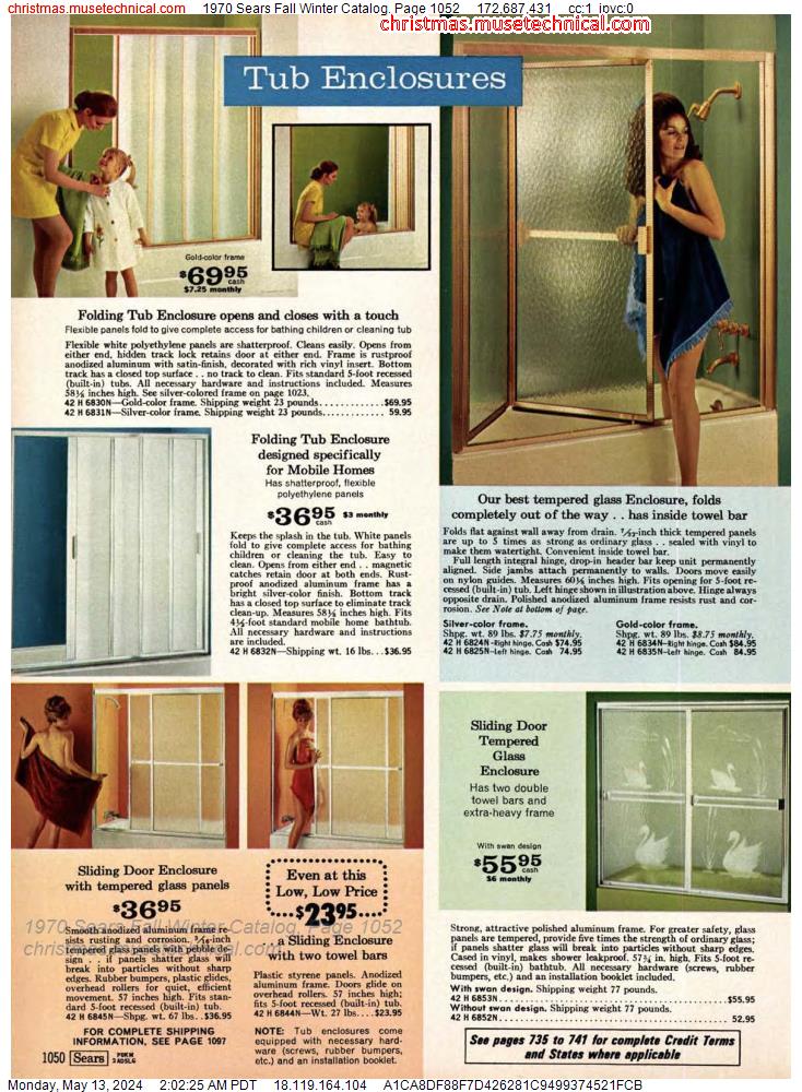 1970 Sears Fall Winter Catalog, Page 1052