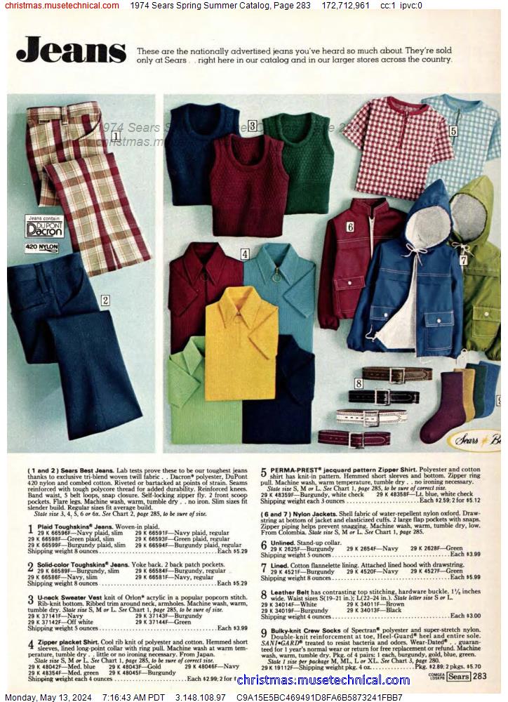 1974 Sears Spring Summer Catalog, Page 283