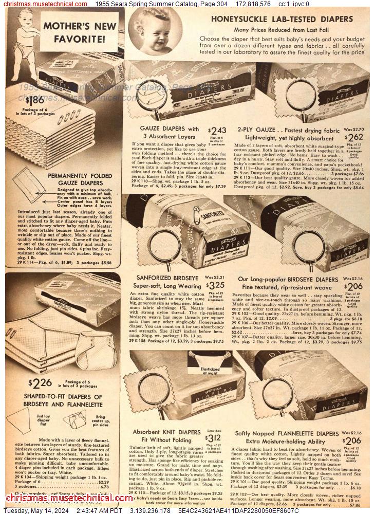 1955 Sears Spring Summer Catalog, Page 304