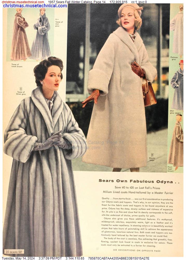 1957 Sears Fall Winter Catalog, Page 14