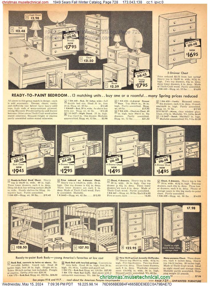 1949 Sears Fall Winter Catalog, Page 728