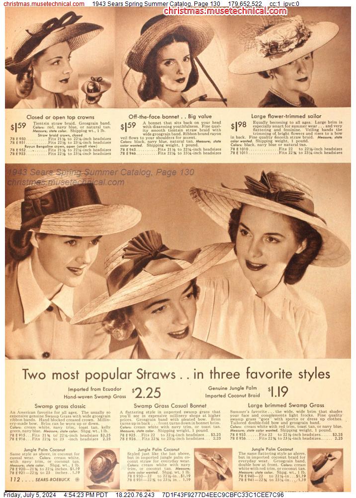1943 Sears Spring Summer Catalog, Page 130