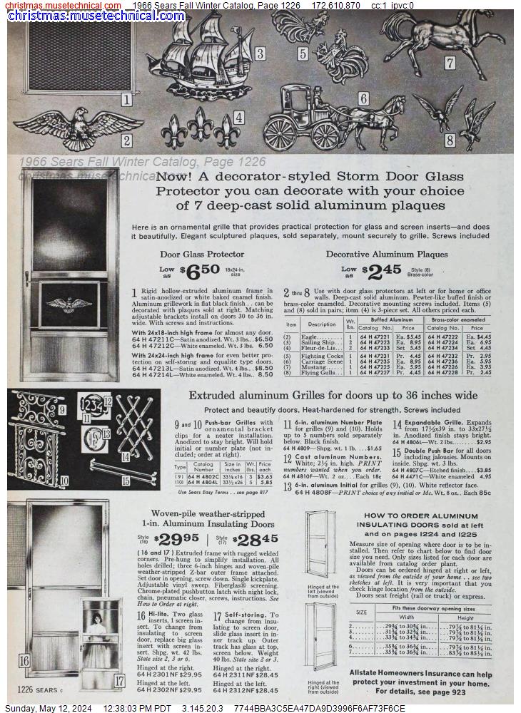 1966 Sears Fall Winter Catalog, Page 1226