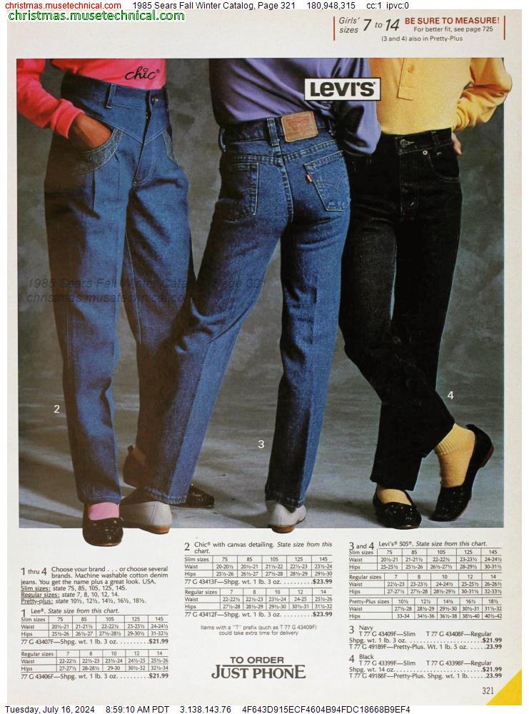 1985 Sears Fall Winter Catalog, Page 321