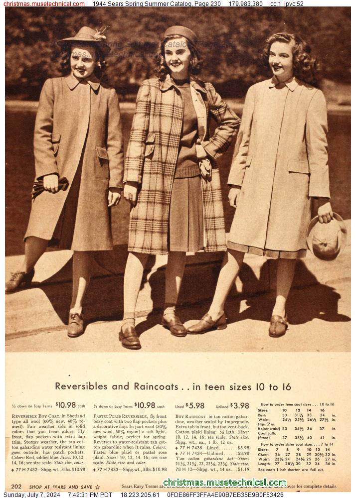 1944 Sears Spring Summer Catalog, Page 230